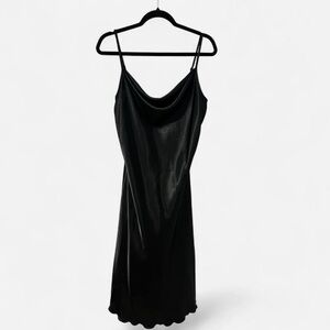 bebe Black Satin Chemise Slip Dress